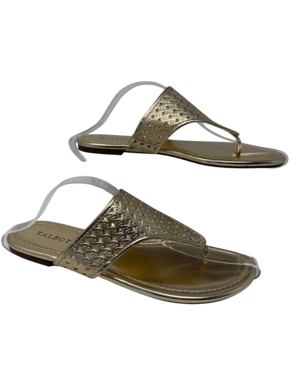 Talbots Metallic Gold Woven Thong Sandals Size 9